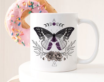 Asexual Pride Coffee Mug, Ace Flag Gift, LGBT Mug, Gay Pride Month Festival, LGBTQIA, Subtle, Discreet Demisexual Butterfly Celestial