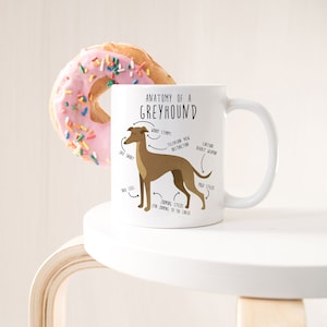 Greyhound Coffee Mug, Cute Fawn Greyhound Gift, Dog Lover, Funny Dog Gift for Her, Him, Pet Animal Cup, Dog Mom, Dog Dad, Dog Anatomy image 8