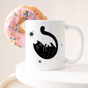 Demiboy Pride Coffee Mug, Demiboy Pride Flag Gift, LGBT Gift Agender Nonbinary, Genderqueer Transgender Trans Demiguy Space Galaxy Black Cat