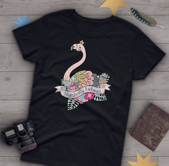 Majestically Awkward T-Shirt - Pink Flamingo Bird Funny Tee Majestically Awkward T-Shirt - Pink Flamingo Bird Funny Tee