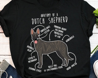 Dutch Shepherd Shirt, Women, Men, Funny Dog Lover Gift, Black Gold Brindle, Cute Hollandse Herder T-shirt, Pet Tee, Dog Mom Dog Dad