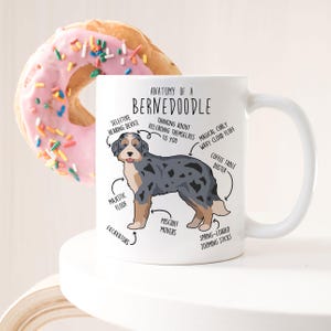 Bernedoodle-koffiemok, blauwe Merle Bernedoodle-cadeau, schattige hondenliefhebber, hondenmoeder, vader, doodle poedelmix Berner Sennenhond Cross Black Merle