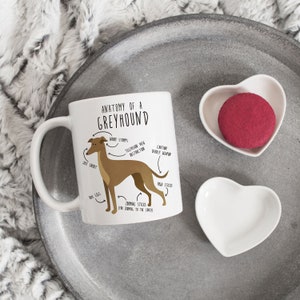 Greyhound Coffee Mug, Cute Fawn Greyhound Gift, Dog Lover, Funny Dog Gift for Her, Him, Pet Animal Cup, Dog Mom, Dog Dad, Dog Anatomy image 4