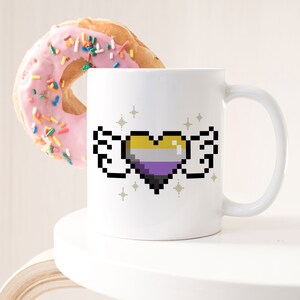 Nonbinary Pride Coffee Mug, Non-Binary Flag Pride Gift, LGBT, Gay Pride, Enby, Transgender, Trans, Subtle, Gamer Gaming Video Games Geek