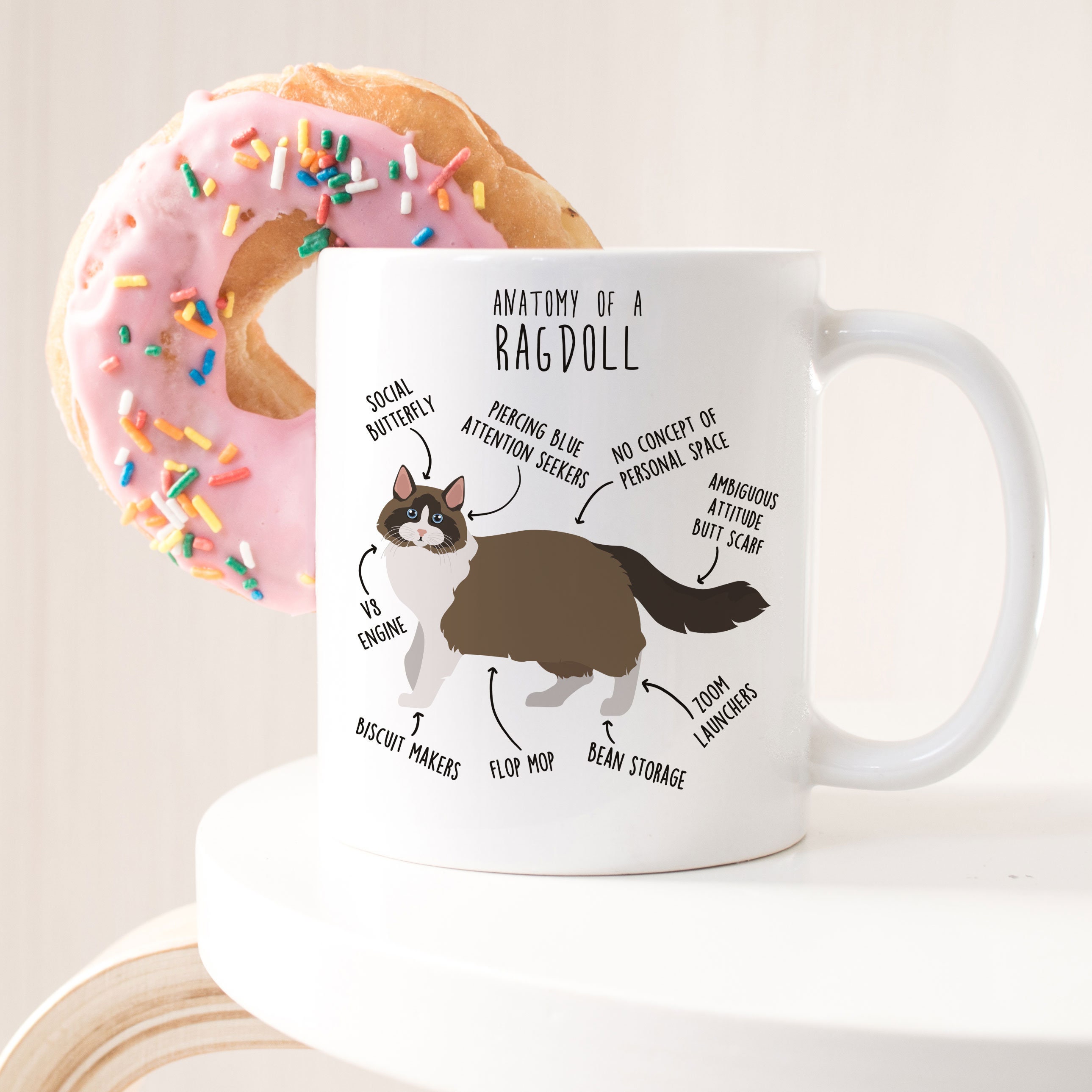 Tazza In Ceramica Per Amanti Dei Gatti - Gatto Ragdoll Nero, Capacità 330 Ml, Regalo Idea