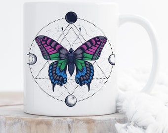Polysexual Pride Coffee Mug, Polysexual Flag Gift, LGBT Mug, Gay Pride Month Festival, LGBTQIA, Subtle, Discreet Polyromantic Butterfly