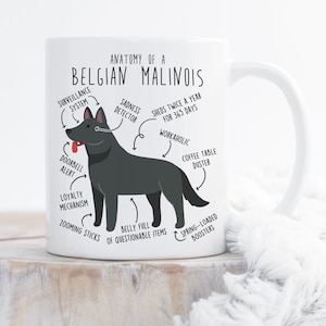 Black Belgian Malinois Coffee Mug, Funny Cute Belgian Malinois Lover Gift, Dog Mom, Dog Dad, Pet Gift for Her, Him, Belgian Shepherd, Mal