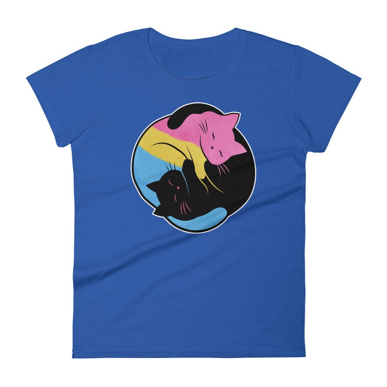 Pansexual Pride Shirt, Women Men, Pan Pride Flag Gift, LGBT T-shirt, Gay Pride Month Festival Tee, Clothing, Yin Yang Cat, Subtle image 8