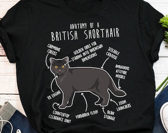 Black British Shorthair Shirt, Women, Men, Funny Cat Lover Gift, Cute Pet T-shirt British Shorthair Lover Tshirt Cat Tee Cat Mom Dad