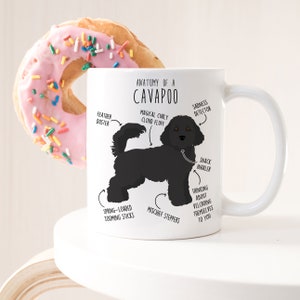 Svart Cavapoo-kaffemugg, söt Cavapoo-present, Cavoodle-hundälskare, Cavapoo-mamma Cavapoo-pappa, Doodle Pudelmixkorsning, hundälskare