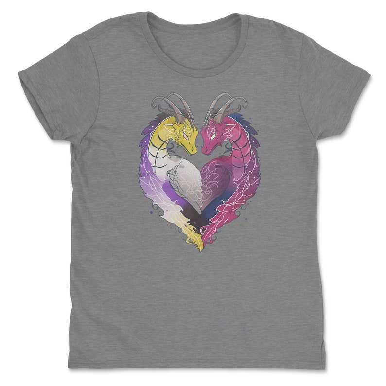 a women's t - shirt with two birds in the shape of a heart