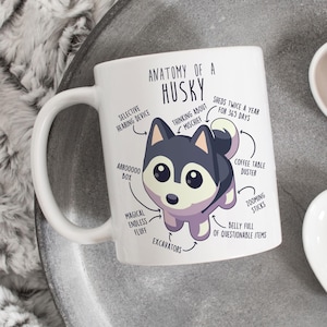 Husky Coffee Mug, Cute Siberian Husky Gift, Wolf Lover, Dog Cup, Gift for Her, Him, Grey Gray, Funny Pet, Husky Mom Dad Furry Fandom