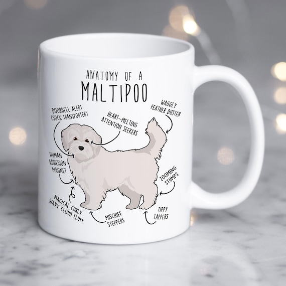 マルプーコーヒーマグ、かわいいマルプーギフト、白いマルプー犬好き