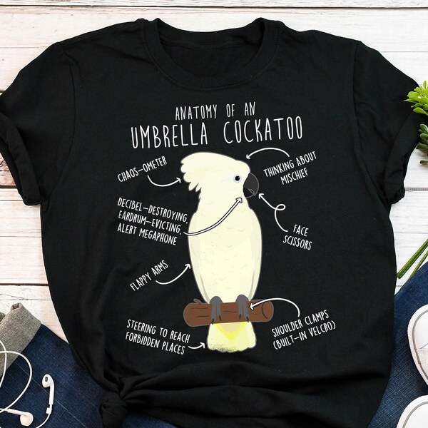 Camiseta con cacatúa paraguas, para mujer y hombre. Regalo divertido para amantes de los loros. Camiseta con cacatúa paraguas, ideal para mascotas. También disponible para mamá y papá cacatúa.