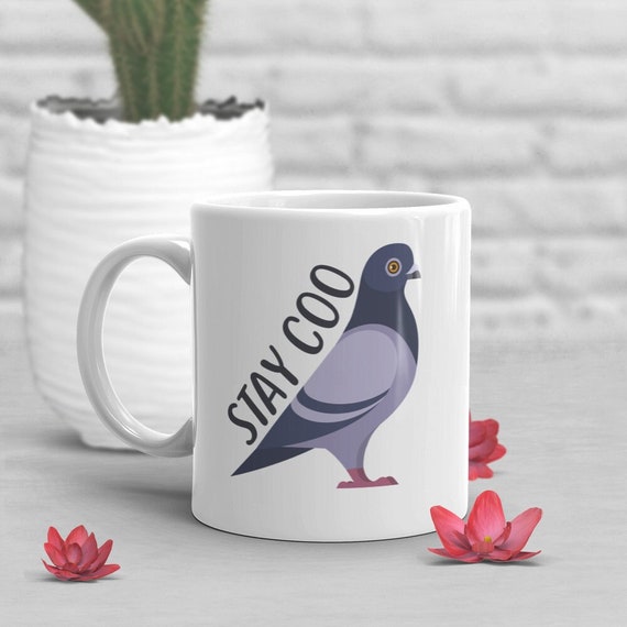 Funny Animal Mug Keepin' It Coo Pigeon Mug Pun Lover Gifts Ceramic Coffee Mug 