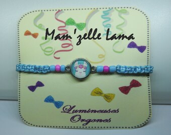 BRACELETS ENFANTS -  Mam'zelle Lama - Amitié, cadeaux - Tréssé micro macramé - Fermeture par noeud coulissant