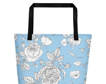 Rose Garden in Cinderella Blue Beach Bag