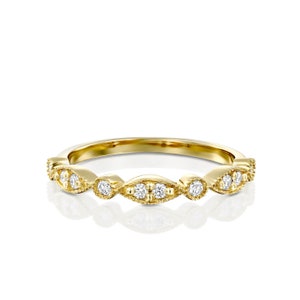 Vintage Diamond Wedding Ring, Diamond Wedding Band, Unique Wedding Ring, Bridal Diamond Ring, Solid Gold Diamond Band, Anniversary Ring
