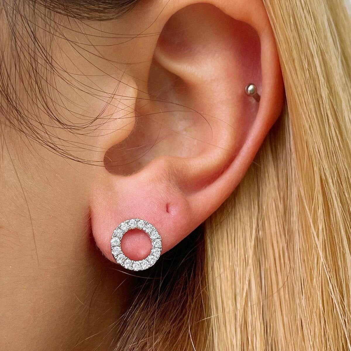 Open circle deals diamond earrings