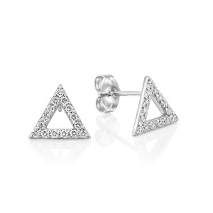 Triangle Earrings Studs, Delicate Diamond Earrings, Bridal Jewelry, Interesting Earrings, Gold Earrings, Contemporary Earrings