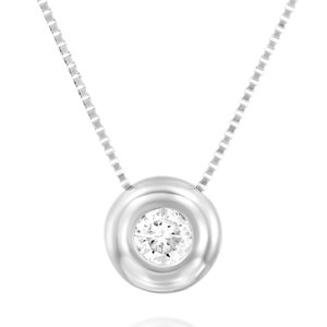 Dainty Bezel Diamond Necklace, Diamond Pendant, Solitaire Diamond Necklace, Round Diamond Pendant, 14k Gold Necklace, Anniversary Necklace