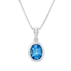 Oval Blue Topaz Pendant, Topaz Pendant, Blue Topaz Necklace, Yellow Gold Oval Necklace, Gold Necklace For Women, Anniversary Topaz Pendant