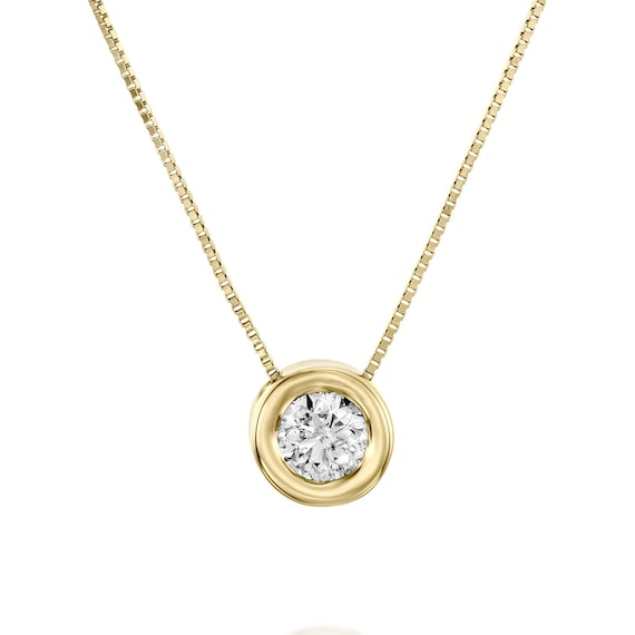 Solitaire Round Diamond Necklace Diamond Solitaire Pendant Bezel