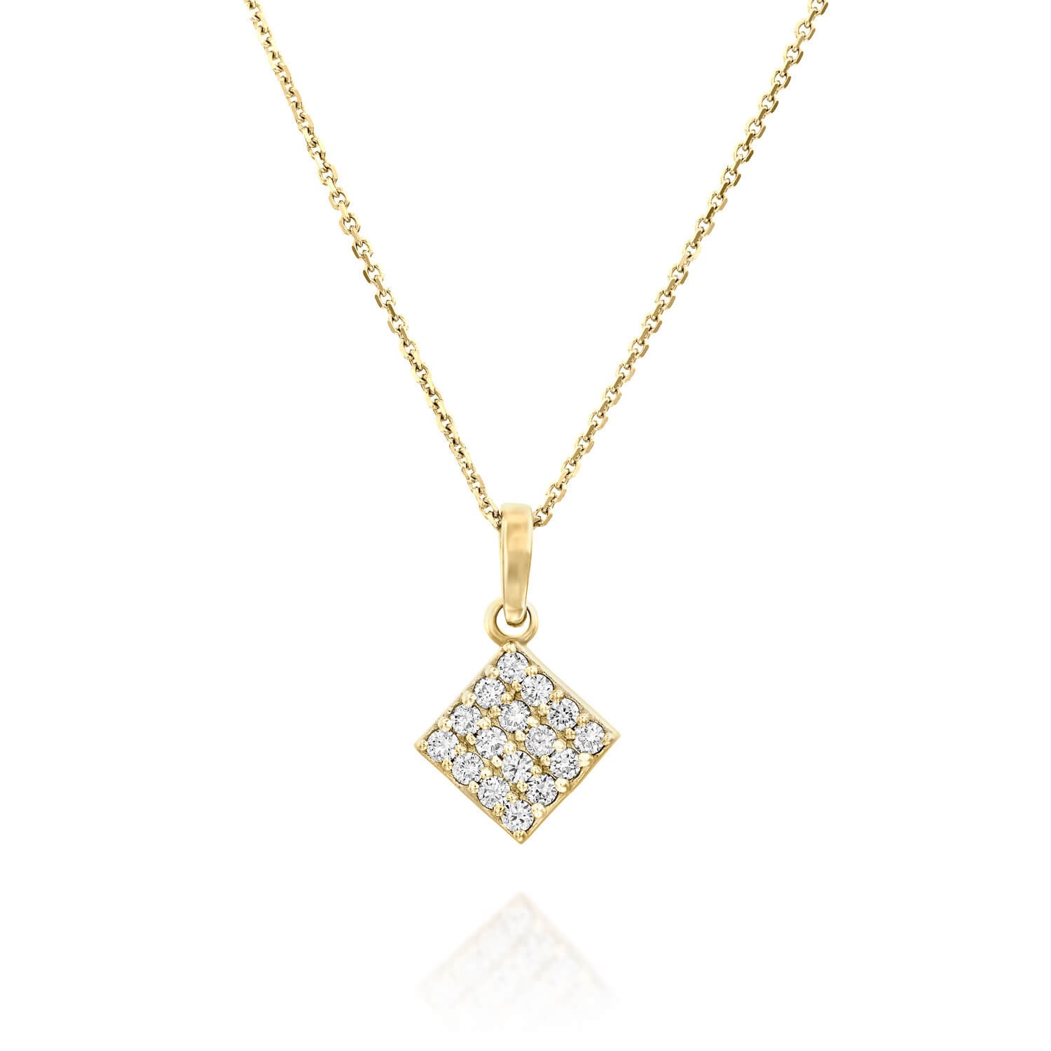 Diamond Square Necklace Diamond Pendant Geometric Diamond Etsy