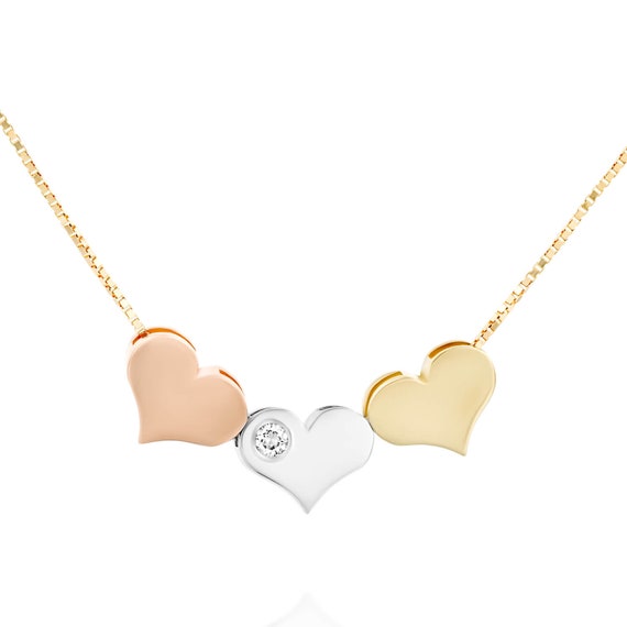 3 heart diamond sale necklace