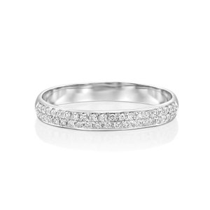 Two Row Diamond Wedding Ring, Wide Diamond Wedding Band, Prestigious Wedding Band, Half Eternity Diamond Ring, Anniversary Ring for Women