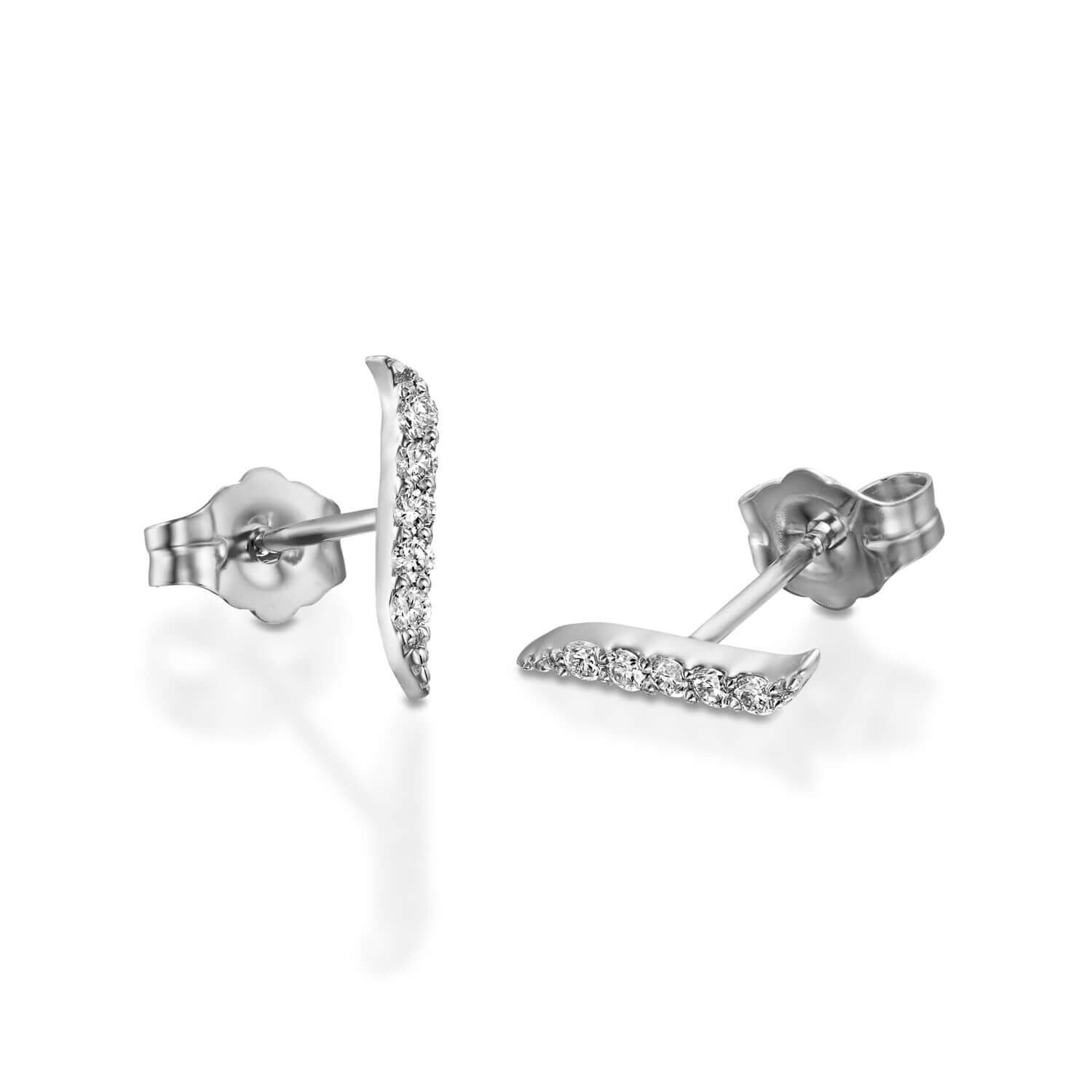 Modern Diamond Earrings Diamond Studs Dainty Gold Earrings Etsy