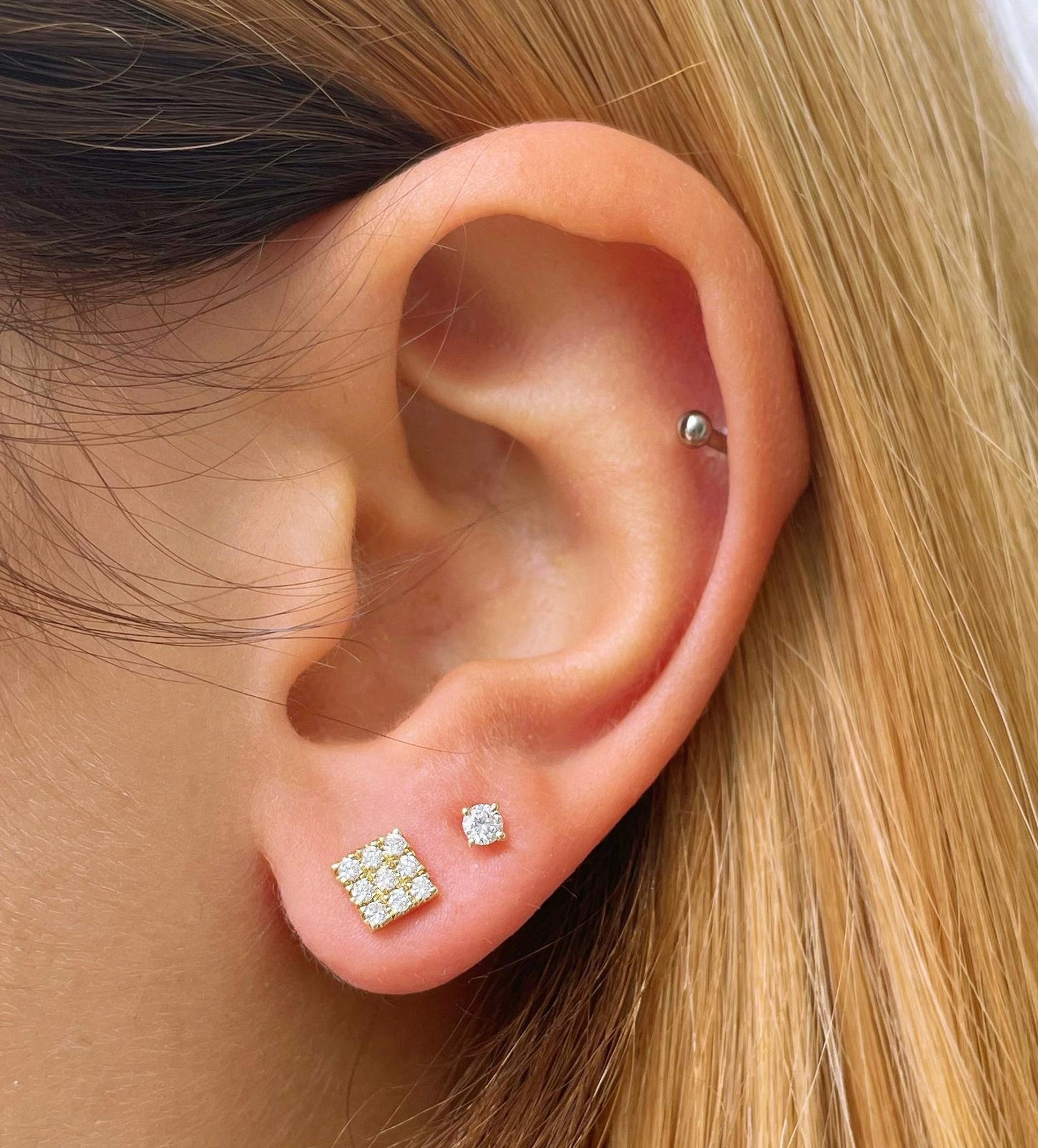 S&y square diamond earrings Clearance