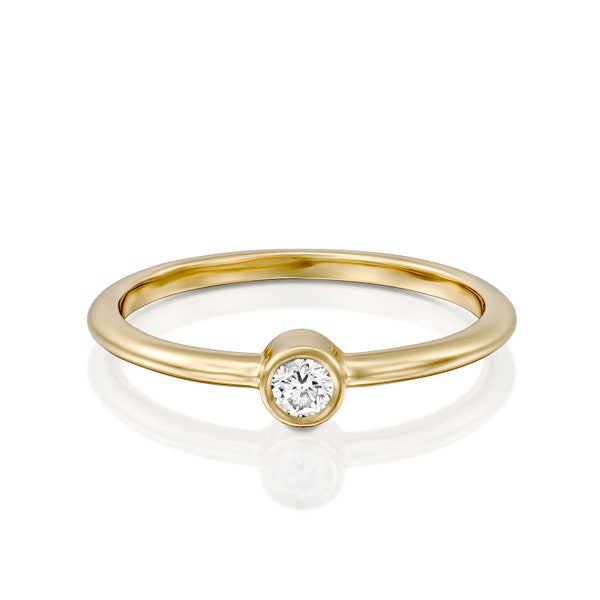 Delicate Diamond Engagement Ring, Delicate Diamond Ring, Tiny Diamond Ring, Bezel Diamond Engagement Ring, Simple Engagement Ring, Bezel Set