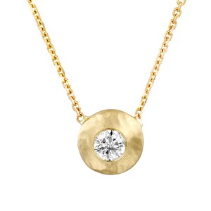 Vintage Bezel Diamond Necklace, Diamond Pendant, Solitaire Diamond Necklace, Round Diamond Pendant, 14k Gold Necklace, Anniversary Necklace