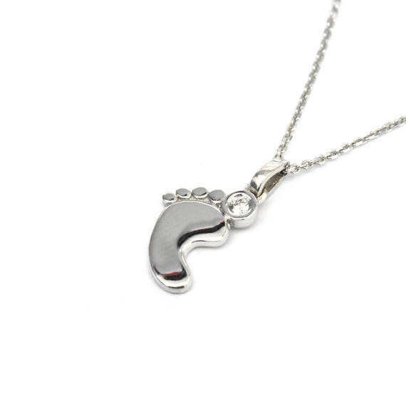 Diamond Baby Feet Gold Pendant Mother Necklace Gift Foot Engraving Personalized