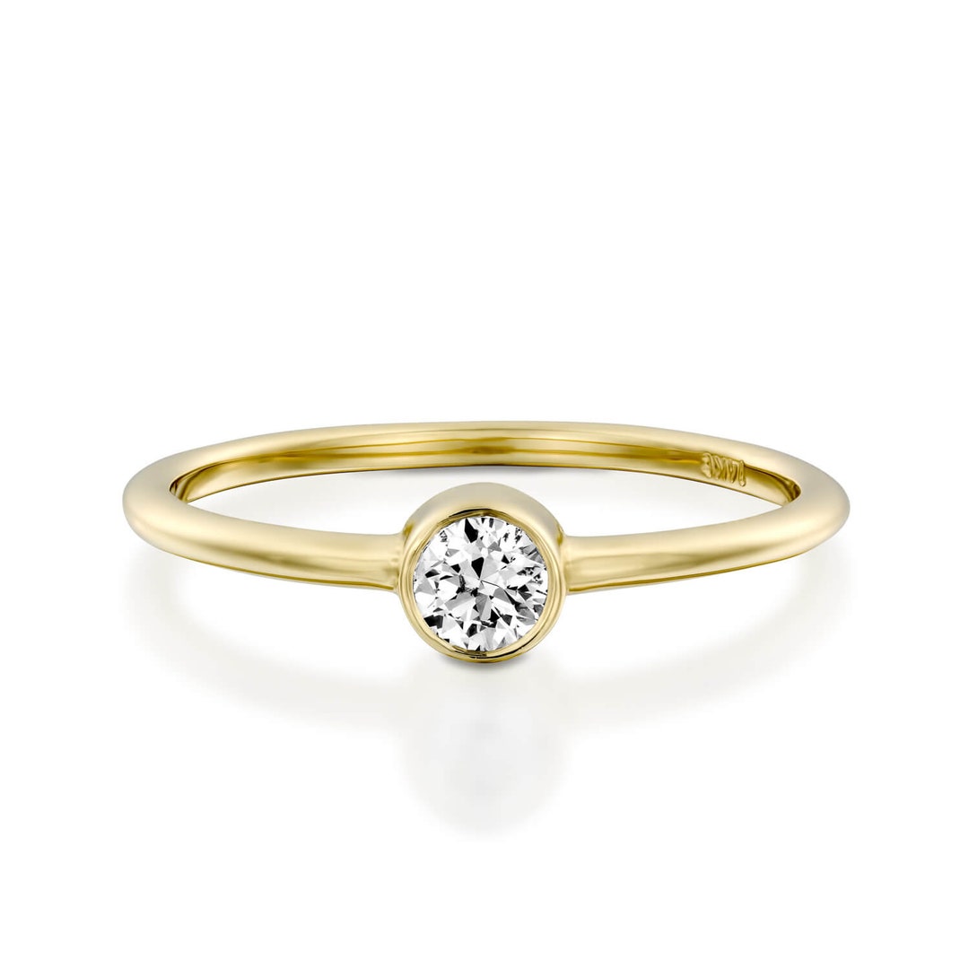 Dainty Diamond Engagement Ring Diamond Gold Ring Round Etsy
