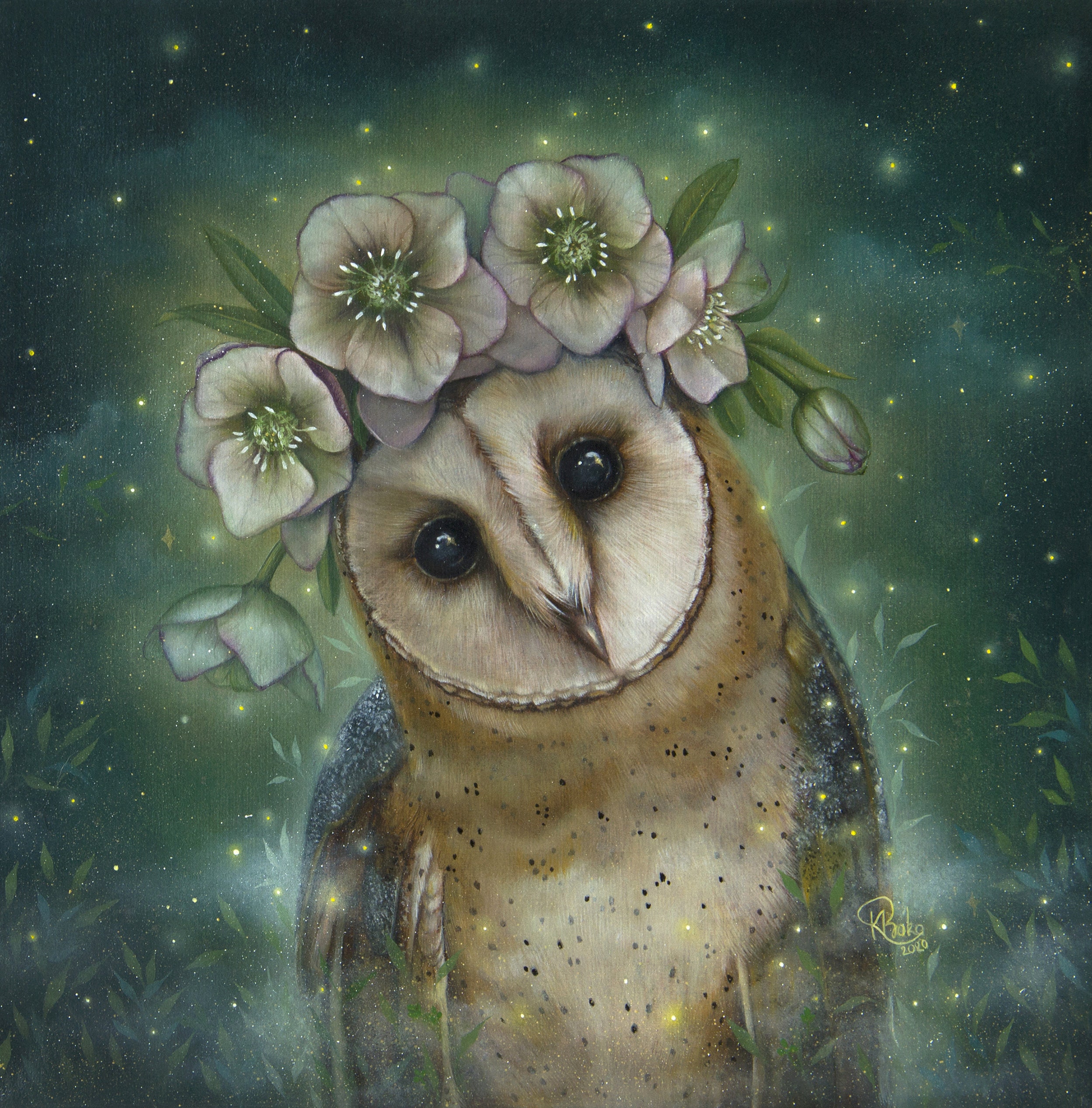 Print titled "Insight" Bird Print, Owl Art, Owl Oil Painting, Bird Art, Magic Owl Art, Owl