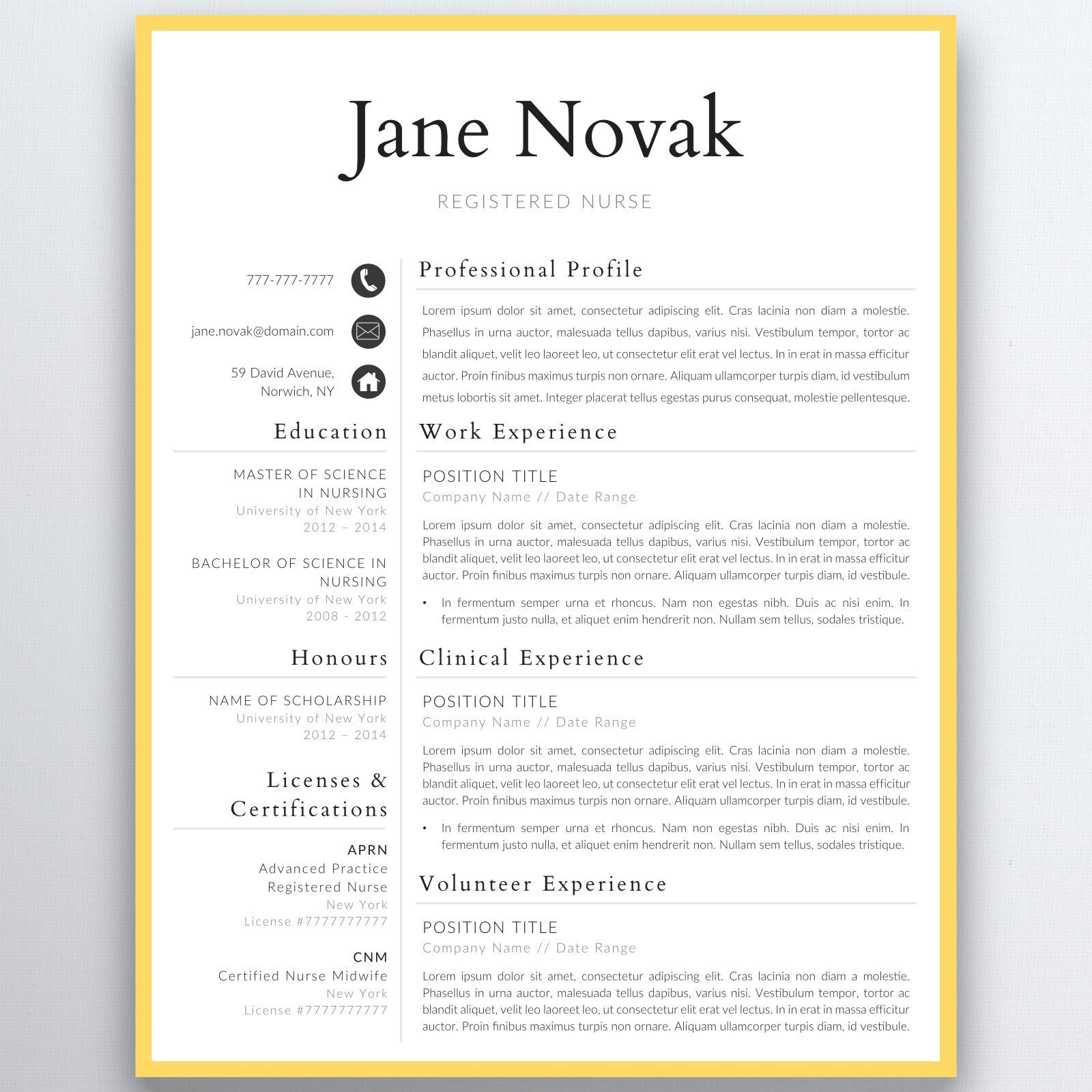 Modele De Cv Infirmiere Diplome Soins Infirmiers Modele De Etsy Canada