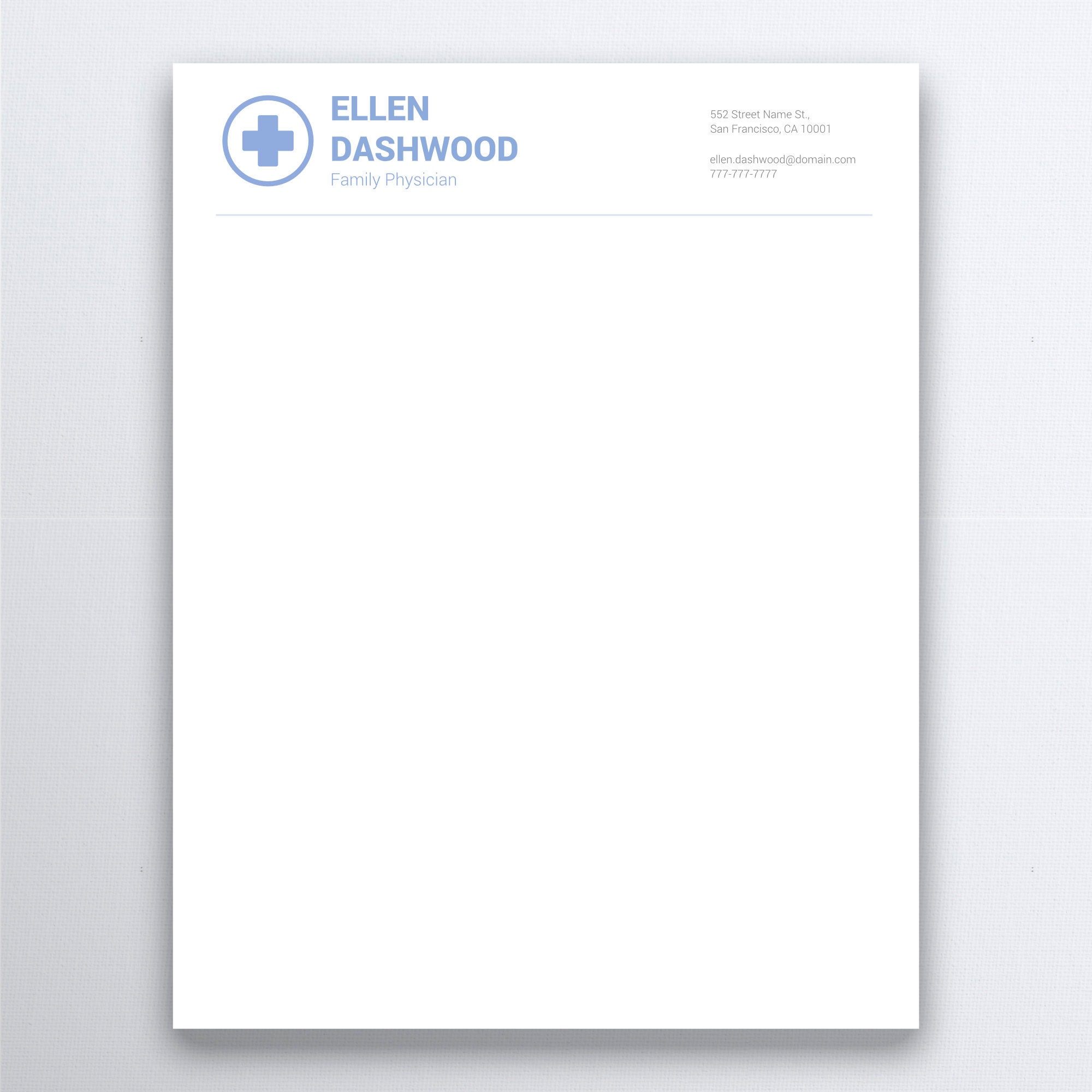 Doctor of Medicine Letterhead - Business Letterhead - Personal Letterhead -  Letterhead Design - Custom Letterhead - Printable DIY Stationary For Medical Letterhead Templates