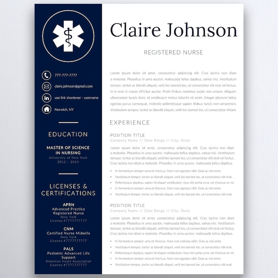 Modele De Cv Infirmiere 5 Pages Soins Infirmiers Curriculum Etsy France
