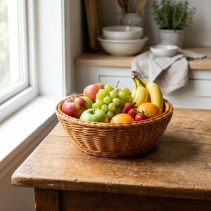 Handvävd rottingkorg för bröd, frukt och köksdekorationer