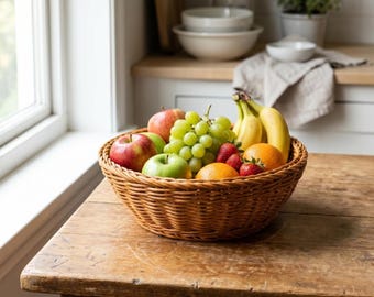 Handgeweven rotan serveermand voor brood, fruit en keukendecoratie