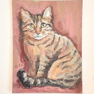 Kattendier schilderij 6 x 8 inch olieverfschilderij origineel kunstwerk