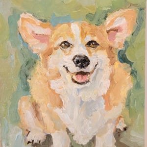 Puppy Corgi Dog dier schilderij 6 x 8'' olieverfschilderij origineel kunstwerk