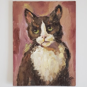 Kattendier schilderij 6 x 8 inch olieverfschilderij origineel kunstwerk