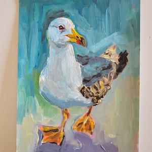 Croquis acrylique. Mouette. 6 x 8 po. Peinture acrylique animalière sur papier oeuvre d'art originale.