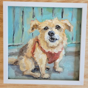 Portrait de votre animal de compagnie d'après votre photo Peinture à l'huile personnalisée 8 x 20 cm (8 x 20 cm) Oeuvre d'art originale