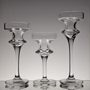 Timo Sarpaneva glass candleholder set of three &quot;Fiesta&quot; Iittala 1980s Finland