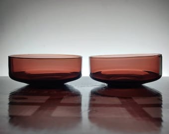 Timo Sarpaneva Iittala pair of dessert bowl purple glass Finland 1950s