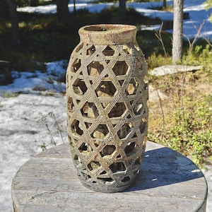 Jarrón Fumihiro Fuyushiba Banko, cerámica de arte japonesa de gres sin vidriar